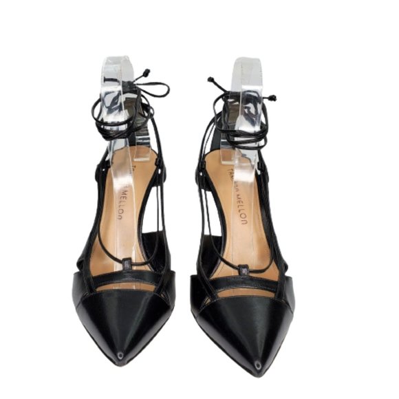 Tamara Mellon Shark 105 Ankle Tie Leather Pumps Heels - Picture 2 of 8